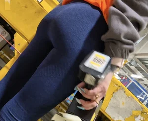 Petite warehouse worker cute bum