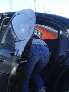 Some candid girls cleaning their cars in jeans and some showing ass crack