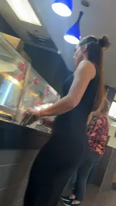 Fat booty brunette in tight black dress (oc)