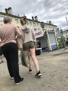 Young Girl With Hot Legs Passing By Adjusting Her Shorts Street Creepshots Series
