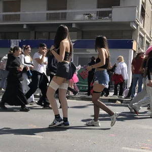 Carnival girls wearing pantyhose, spandex shorts, stockings, skirts and other outfits