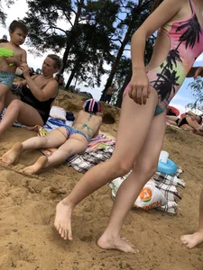 Girls in One-Piece Body Swimsuits Running Towards Water and Swimming - Beach Photo Gallery