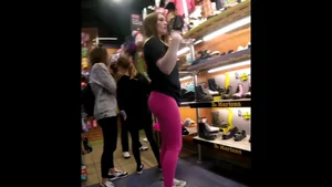 Cute teens in tight pants in stores videos