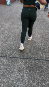 Beautiful Curly Haired Babe in Green Lululemon (OC) + GIFS