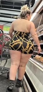 HOT Latina MILF showing off FAT ASS in revealing one-piece at grocery store