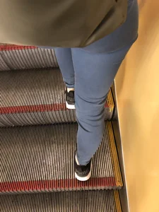 Candid Legs Closeup on the Subway Escalator