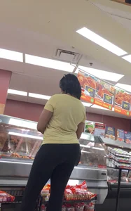 Big booty ebony milf out shopping in tight black leggings