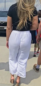 Church girl in white pants