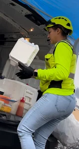 Latina food truck lady at the jobsite