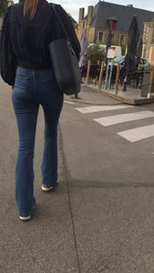Tall teen with tight jeans pants early in the morning
