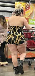 HOT Latina MILF showing off FAT ASS in revealing one-piece at grocery store