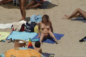 Girls on a nude beach in Sitges, Spain