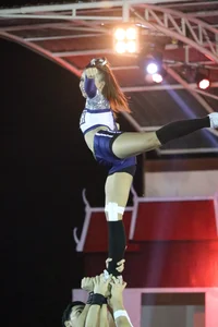 Bunch of athletic Thai cheerleaders at a competition