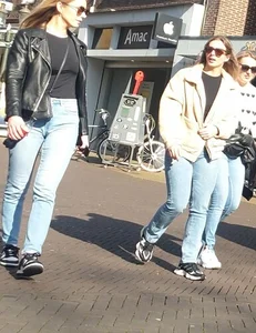 Various hot butts in tight jeans on the street and inside cafes, some teens too