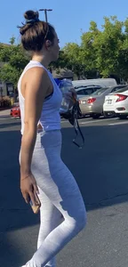 Super sexy fit brunette college chick after a workout