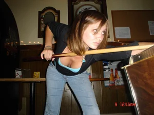 Candid Girl Bending Over While Playing Pool Downblouse Creepshot