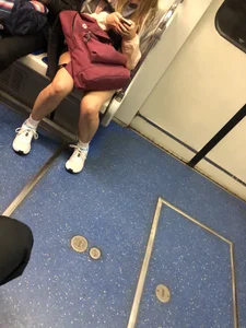 Girl in Shorts and White Socks Subway Train Candid - Hot Legs