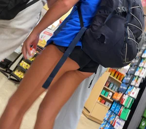 PETITE College Girl - Ass Cheeks, Slim Shorts, Tan Legs - INCREDIBLE