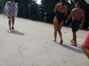 Street Creepshots Series of a Girl in a Body Swimsuit With Hot Ass
