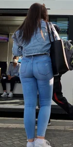 ass in tight blue jeans