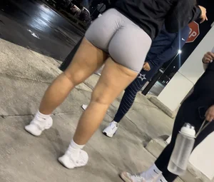 Gym Latina with thick ass and legs in spandex shorts OC