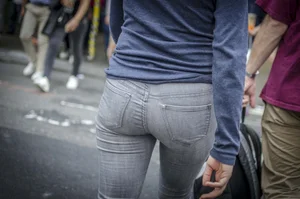 Tight Grey Jeans Close Ups