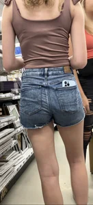 Curly sue in jean shorts plus bonus leggings