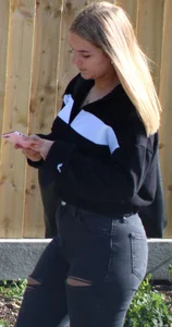 Cute Teen Squeezed Into Some Tight Grey Jeans
