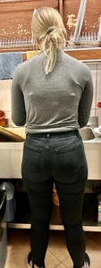 Blonde Worker with Big Ass Tight Black Jeans  (not OC)