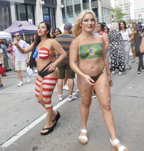 Painted NYC girls in thongs with amazing bodies