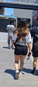 Brunette with thick legs in tight shorts, VPL [oc]