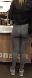 High waisted grey jeans
