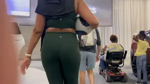 Beautiful Curly Haired Babe in Green Lululemon (OC) + GIFS