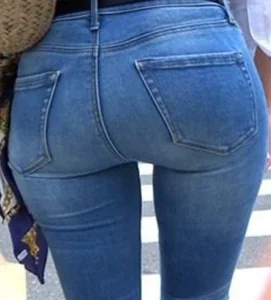 Girl with a big ass in tight jeans