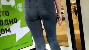 Nice Booty in Black Jeans Closeup