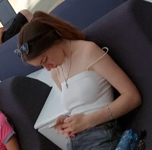 Braless teen
