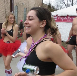 Sexy brunette in her panties for a panty run