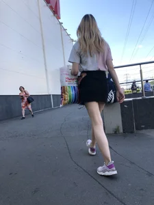Cute Girl with Hot Legs in a Skirt Street Candid Gallery