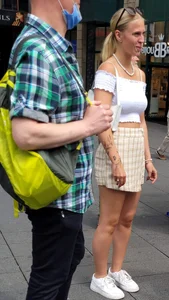 Candid Girl in a Top, Shorts And Sneakers on the Street Creepshots Gallery