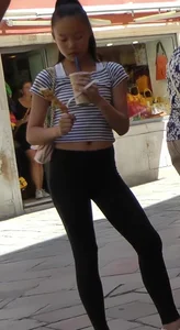 Skinny Asian girl wearing tight pants street creepshot