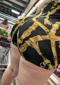 HOT Latina MILF showing off FAT ASS in revealing one-piece at grocery store