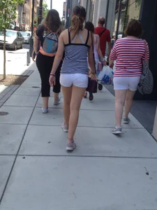 Philly girl with a nice ass in white shorts with vpl