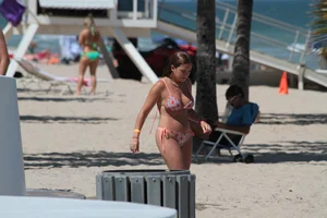 Big collection of various sexy girls on a beach in bikinis