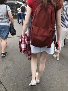 Awesome slim pale legs, candid teen in a skirt