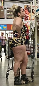 HOT Latina MILF showing off FAT ASS in revealing one-piece at grocery store