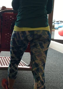 Target milf sexy in patterned leggings while shopping
