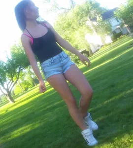 Cute Skinny Girl in Jean Shorts With Sexy Slim Legs Park Creepshots