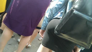 Milf in a Skirt Touching Her Booty in the Crowd Street Creepshot Collection