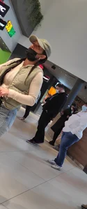 Tight jeans in the food court
