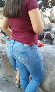 Nice Latina ass in tight jeans with vpl